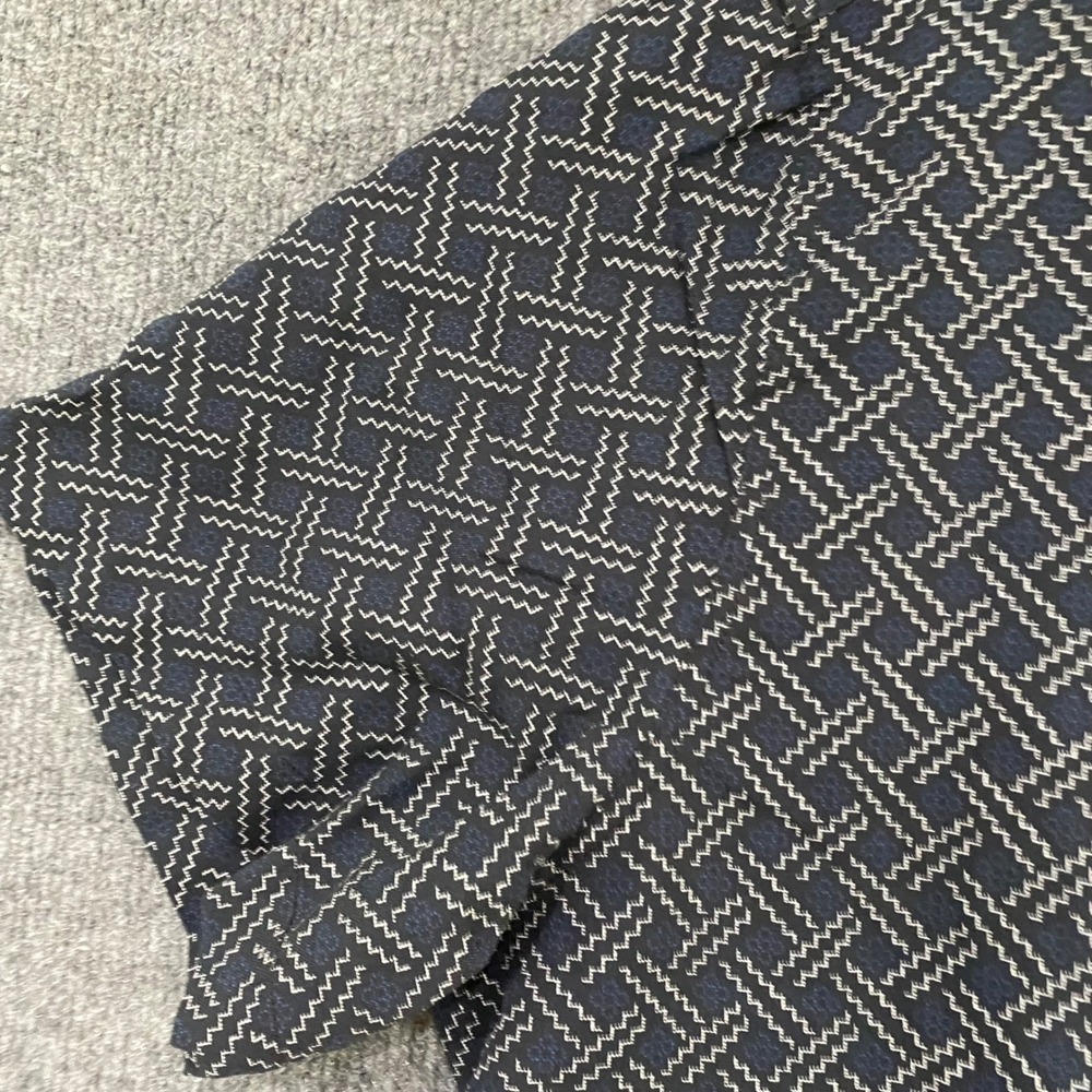 Nat Nast Mens XL Silk Cotton Short Sleeve Button Down Shirt Navy Geometric 1353 - Picture 14 of 16